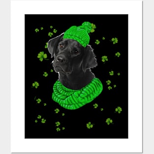 Labrador Black Hat St Patricks Day Shamrock Posters and Art